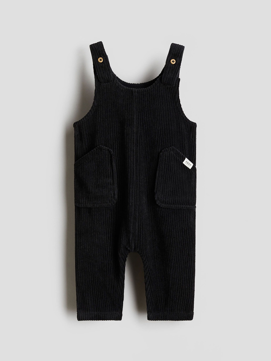 

H&M Ribbed Velour Dungarees, Black