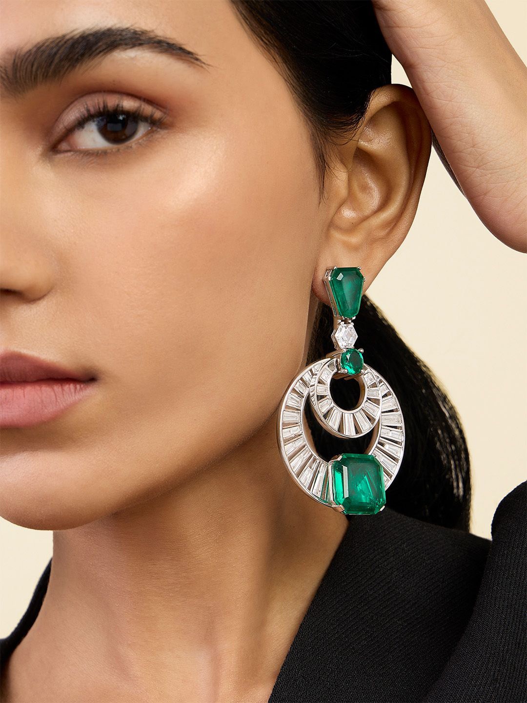 

Isharya Contemporary Studs Earrings, Green