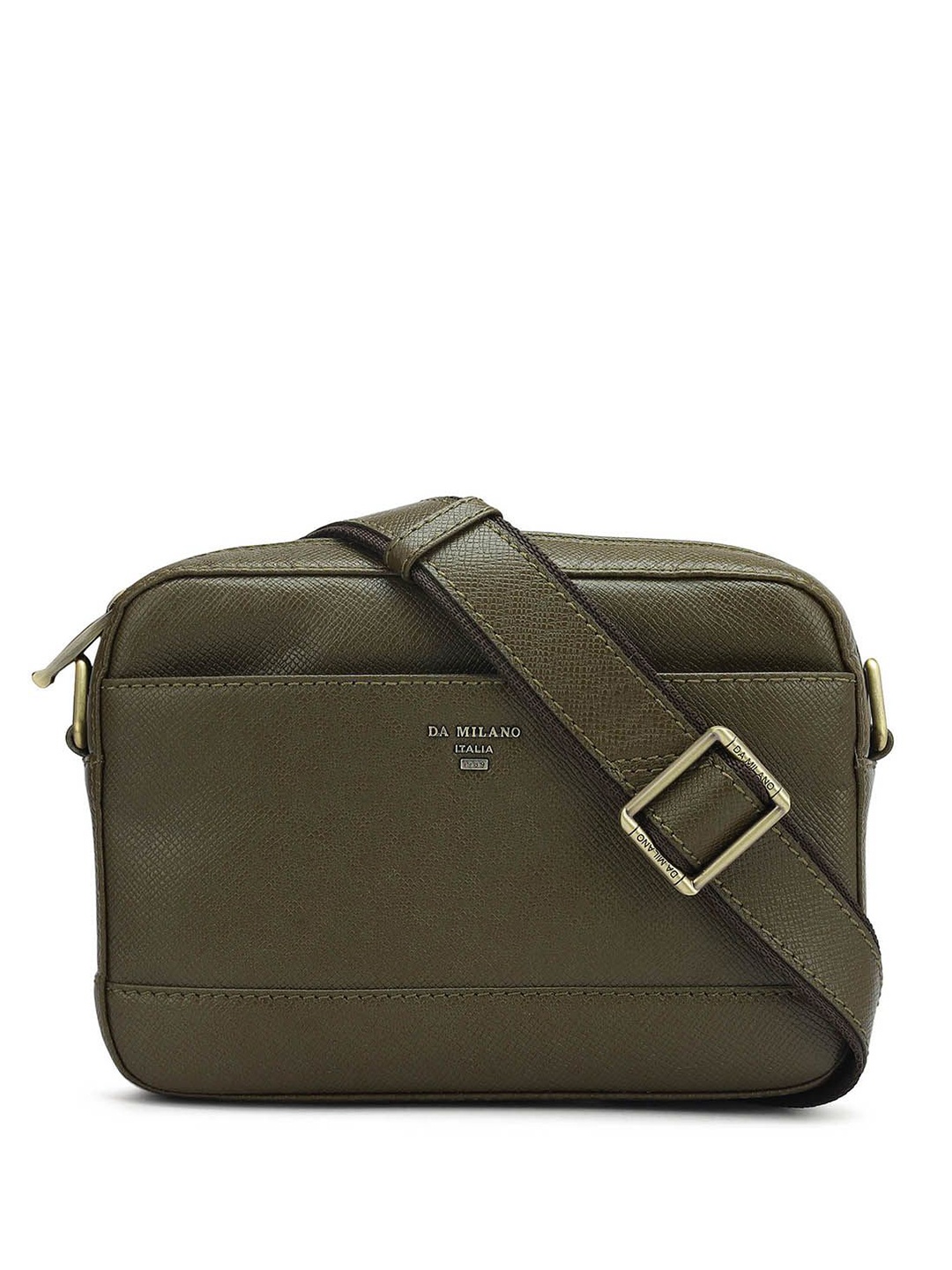 

Da Milano Men Textured Messenger Bag, Green