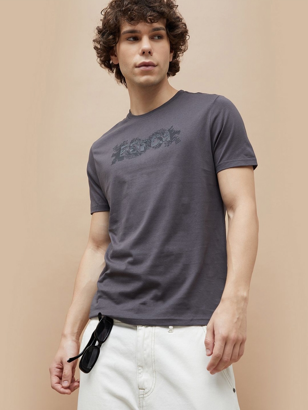 

Forca Men Typography Printed T-shirt, Grey