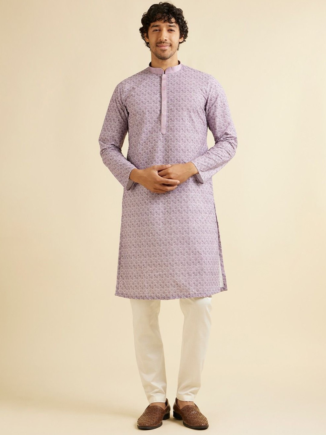 

Manyavar Men Kurta Sets, Lavender