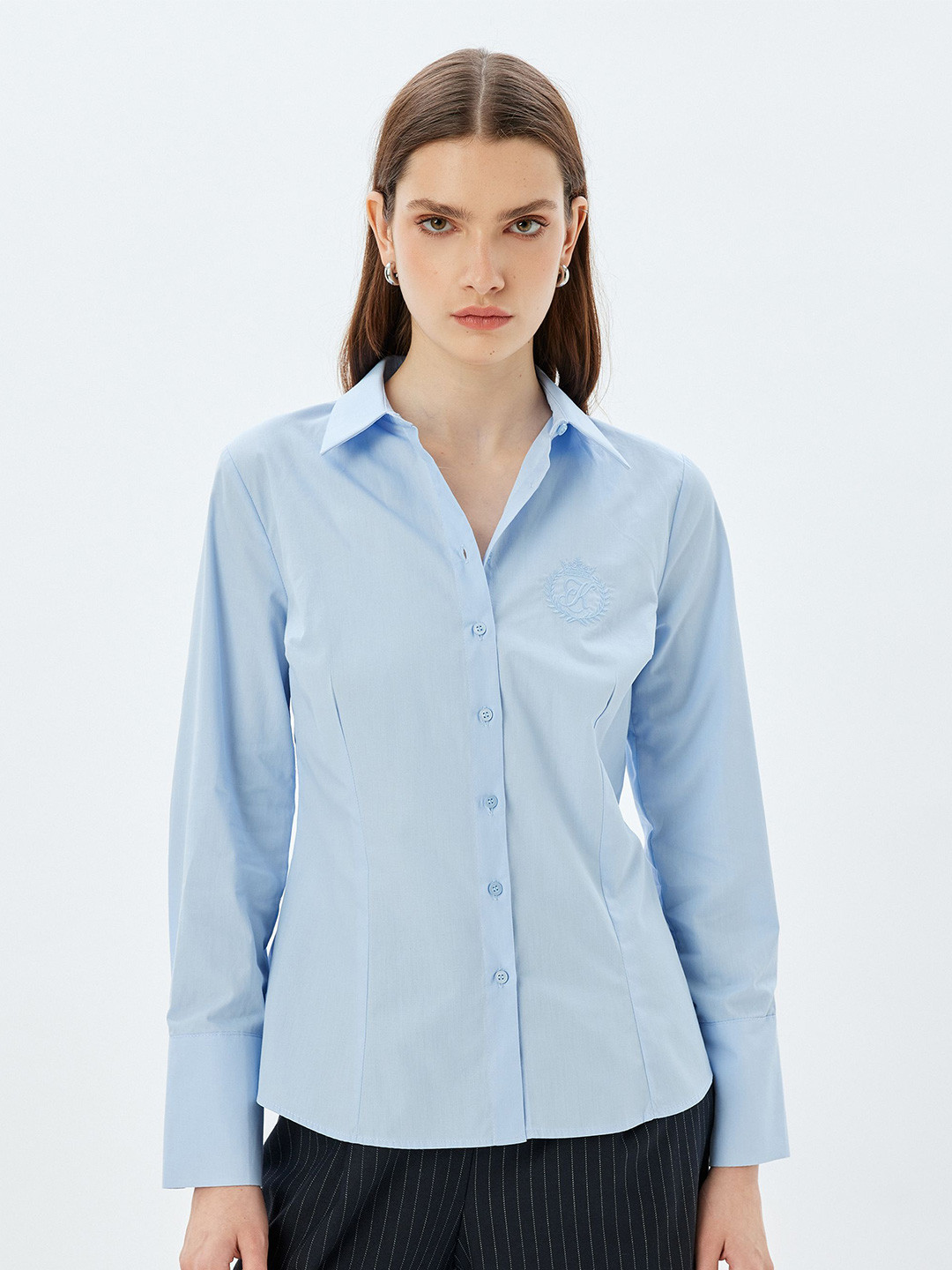 

Koton Women Slim Fit Opaque Striped Casual Shirt, Blue