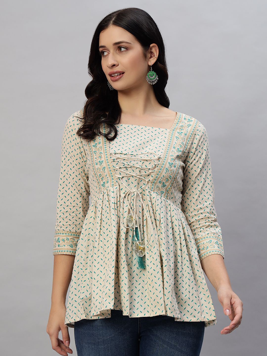 

KBZ Floral Print Cotton Top, White