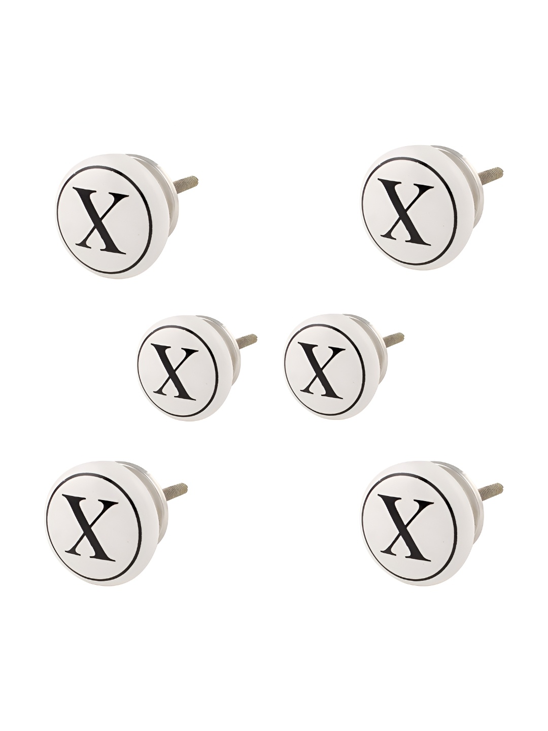 

Indianshelf 6Pcs Black & White Textured Ceramic X Alphabet Knobs