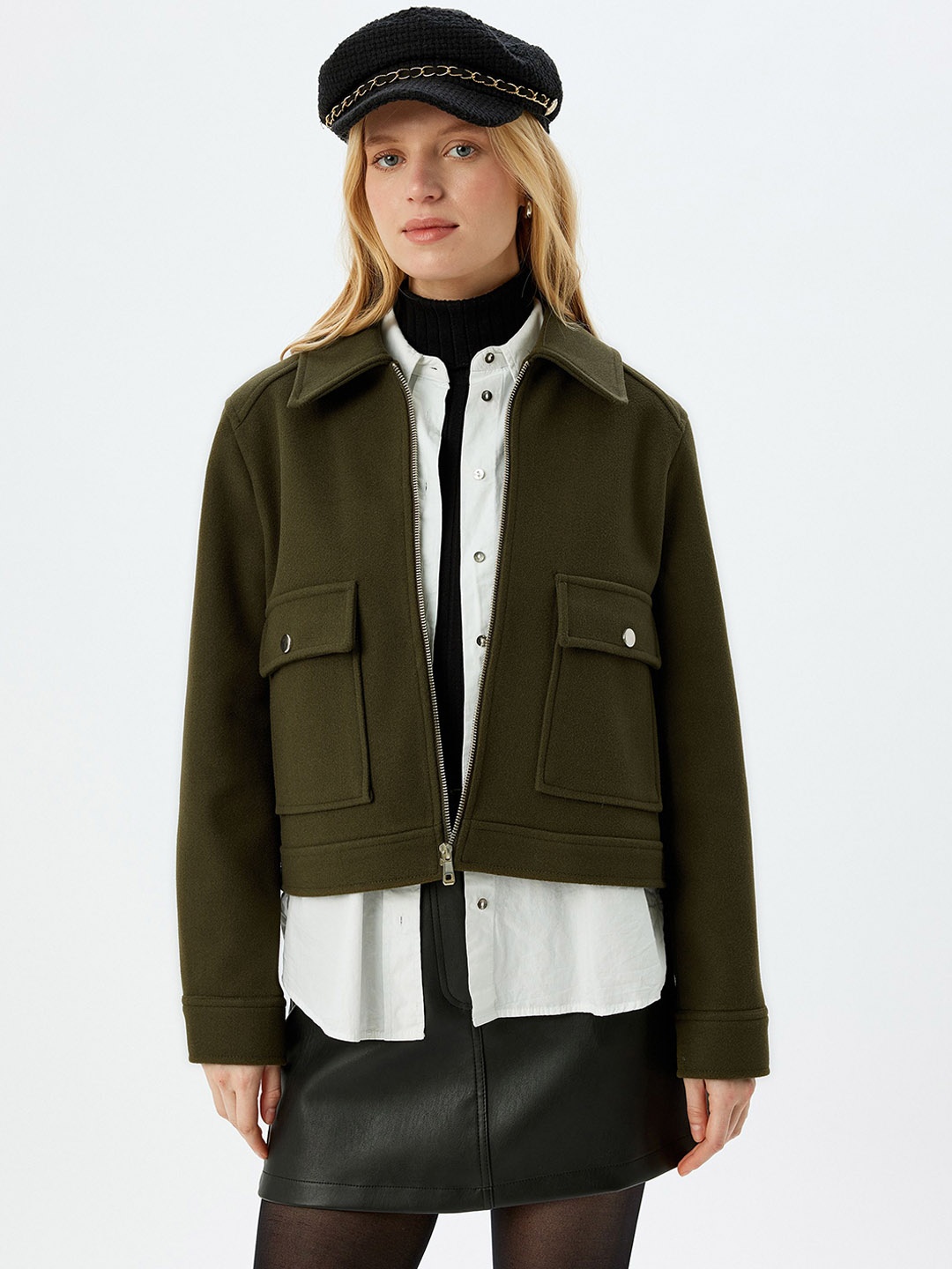 

Koton Women Woven Jacket, Khaki