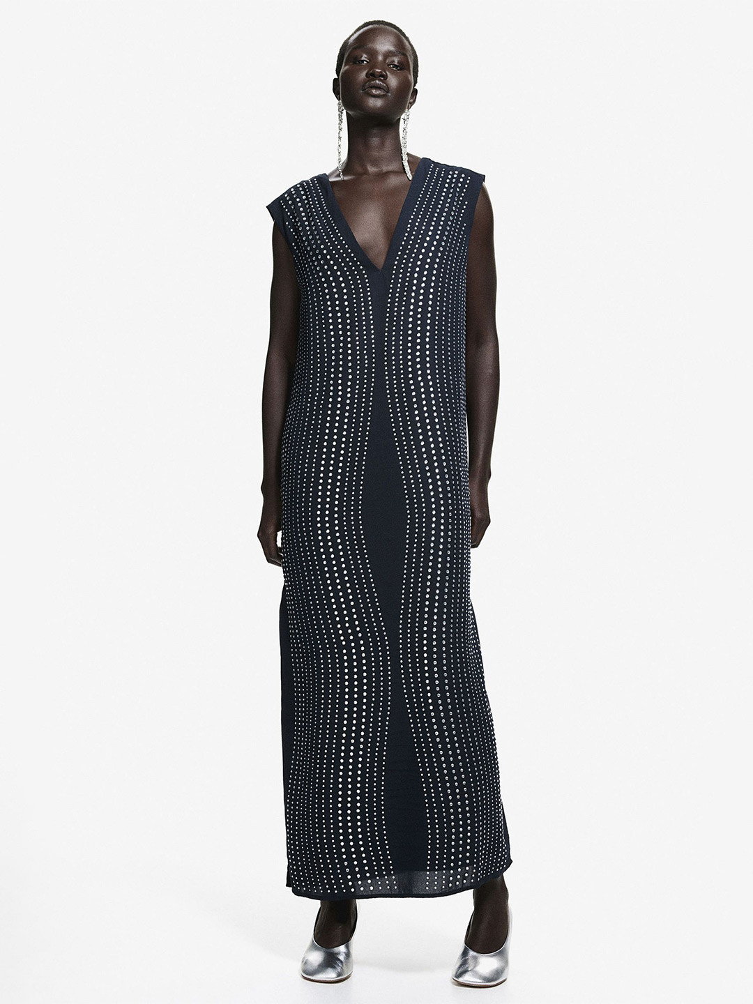 

H&M Rhinestone-Decorated Dress, Blue