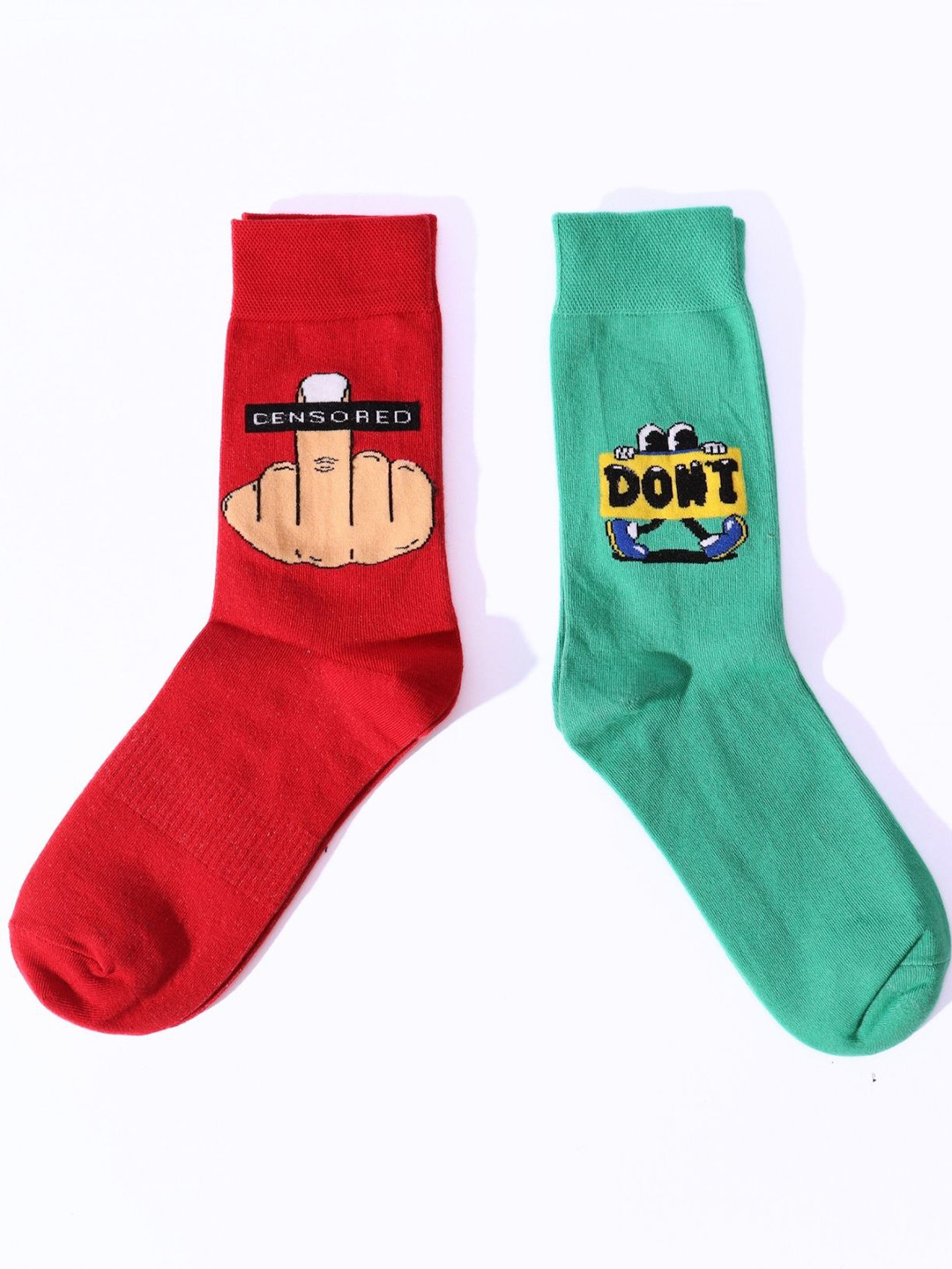 

Thela Gaadi Unisex Pack Of 2 Cotton Patterned Calf Length Socks, Red