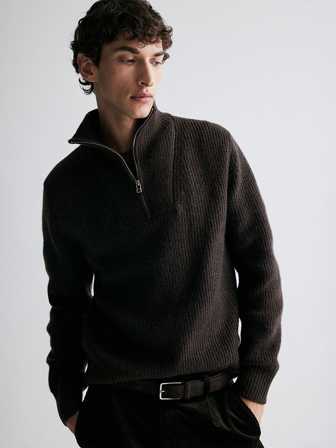 

H&M Zip-Top Jumper, Brown