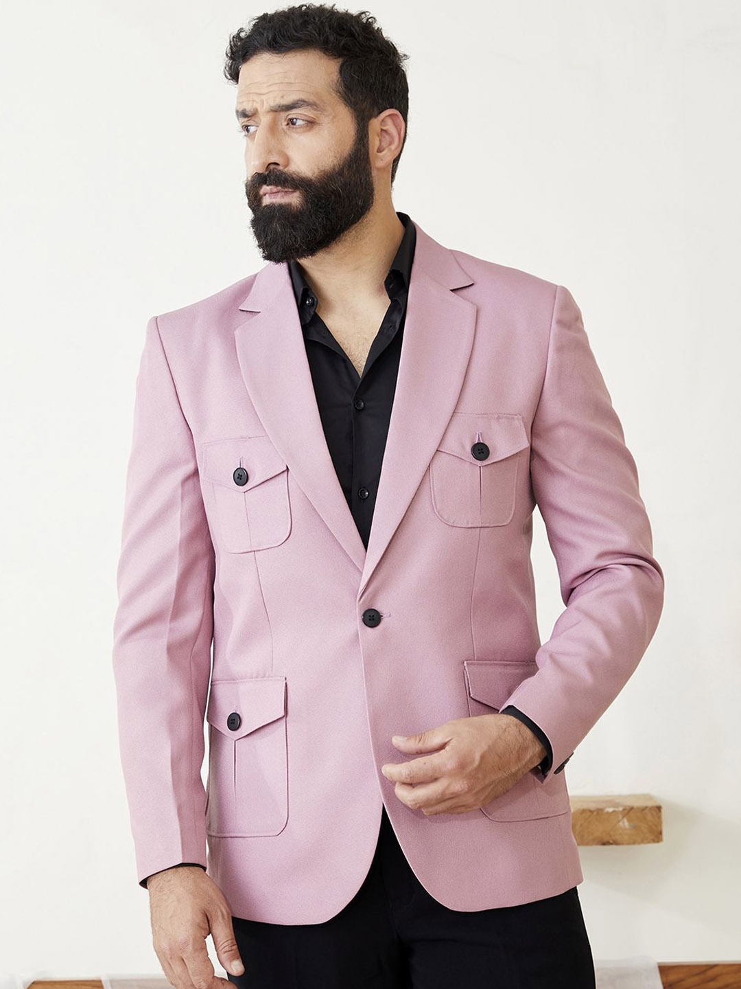 

MR BUTTON Tailored Fit Single Breasted Formal Blazer, Pink