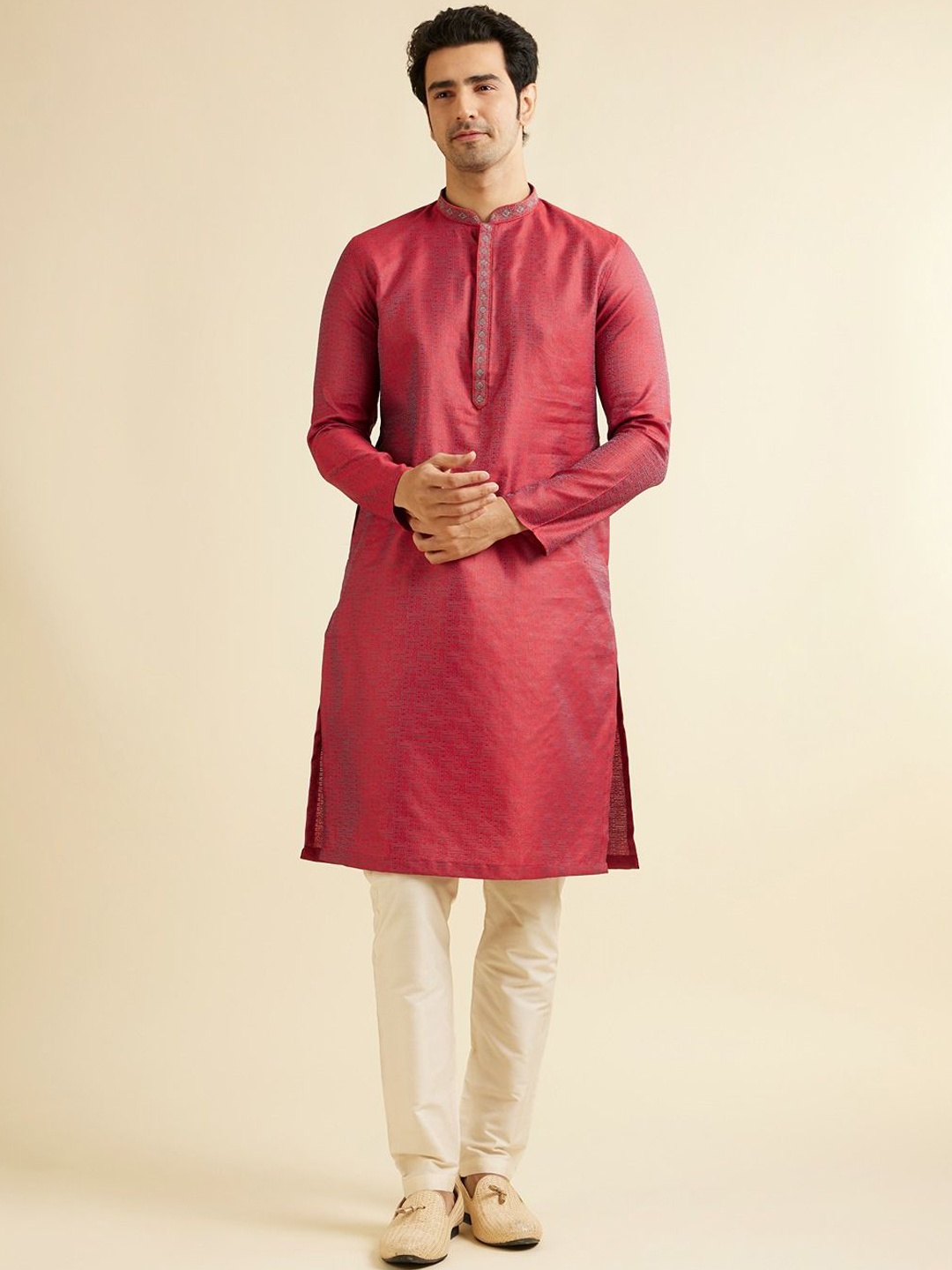 

Manyavar Men Regular Kurta with Pyjamas, Maroon