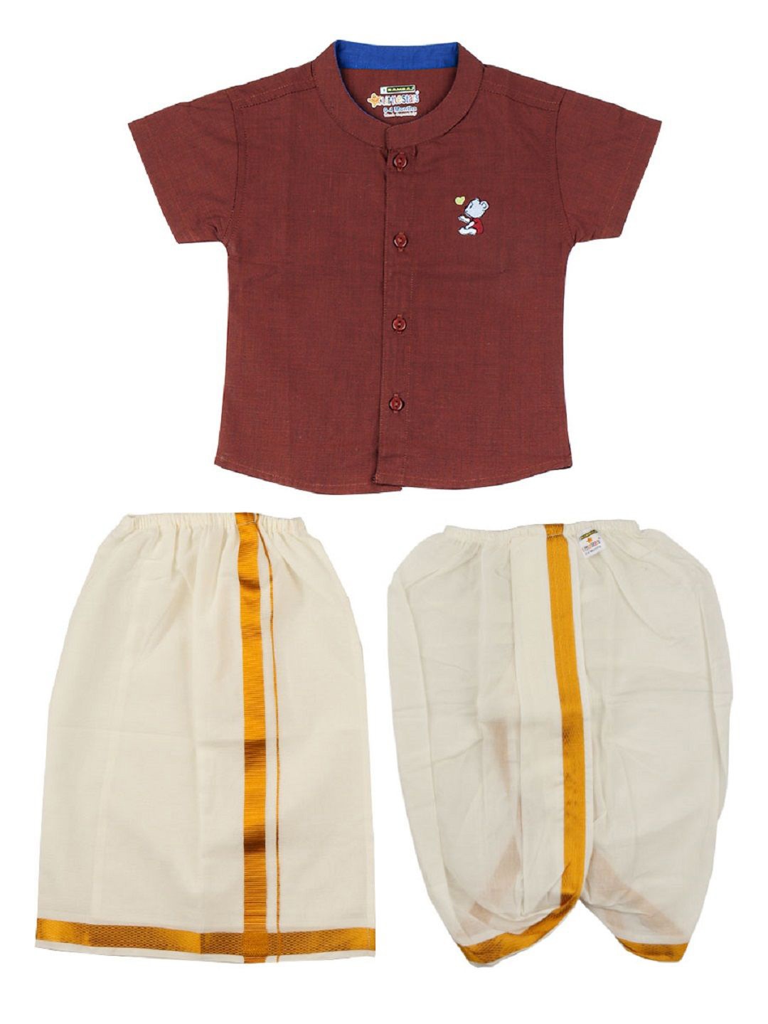 

RAMRAJ Newborn Baby Traditional Set Purple Half sleeve, Brown