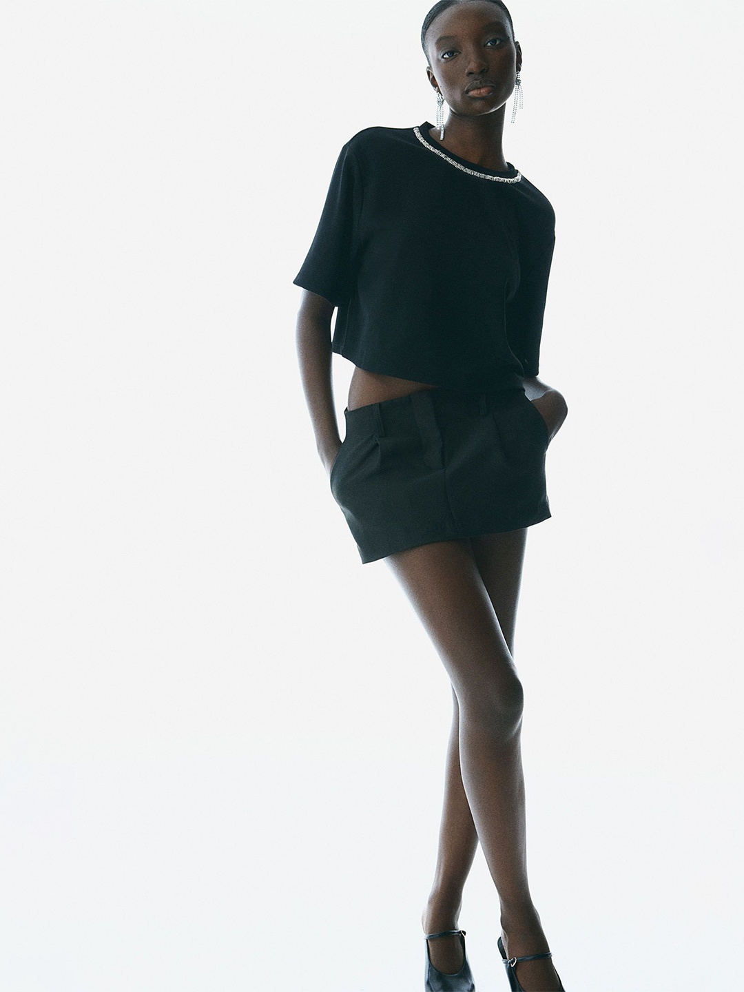 

H&M Short T-shirt, Black