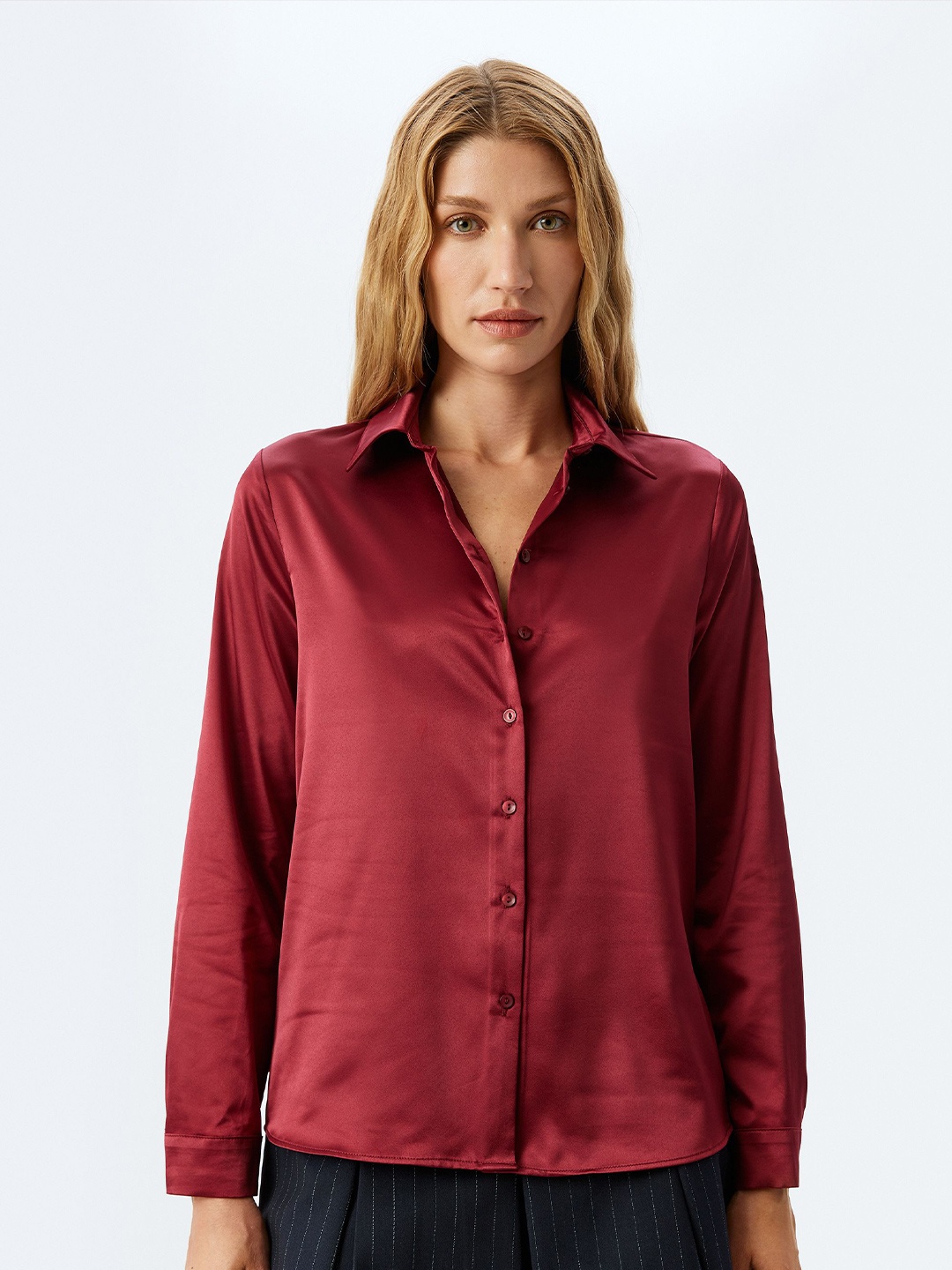 

Koton Women Opaque Casual Shirt, Maroon