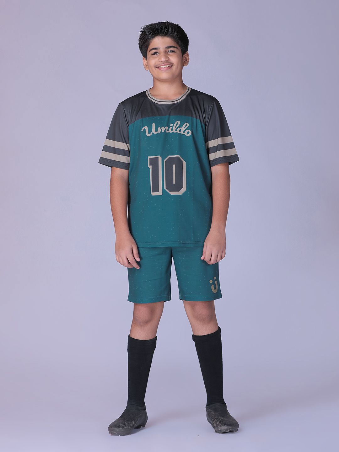 

UMILDO Boys Printed Sports T-shirt With Short, Green