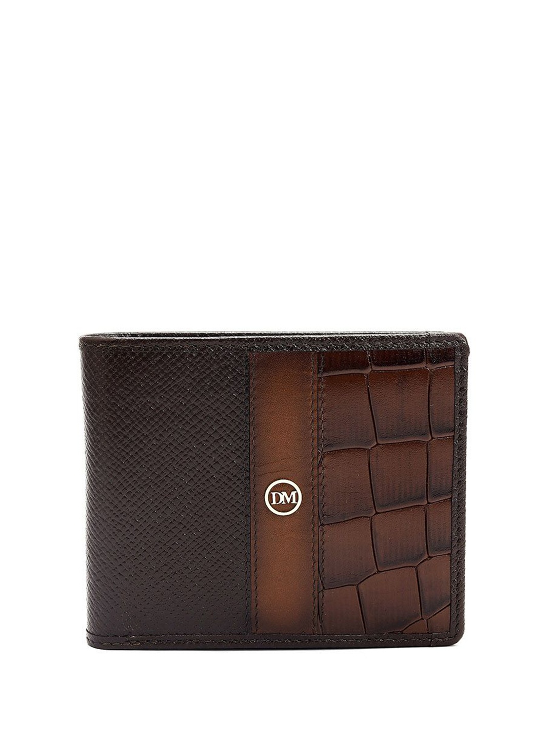 

Da Milano Men Textured Leather Two Fold Wallet, Brown