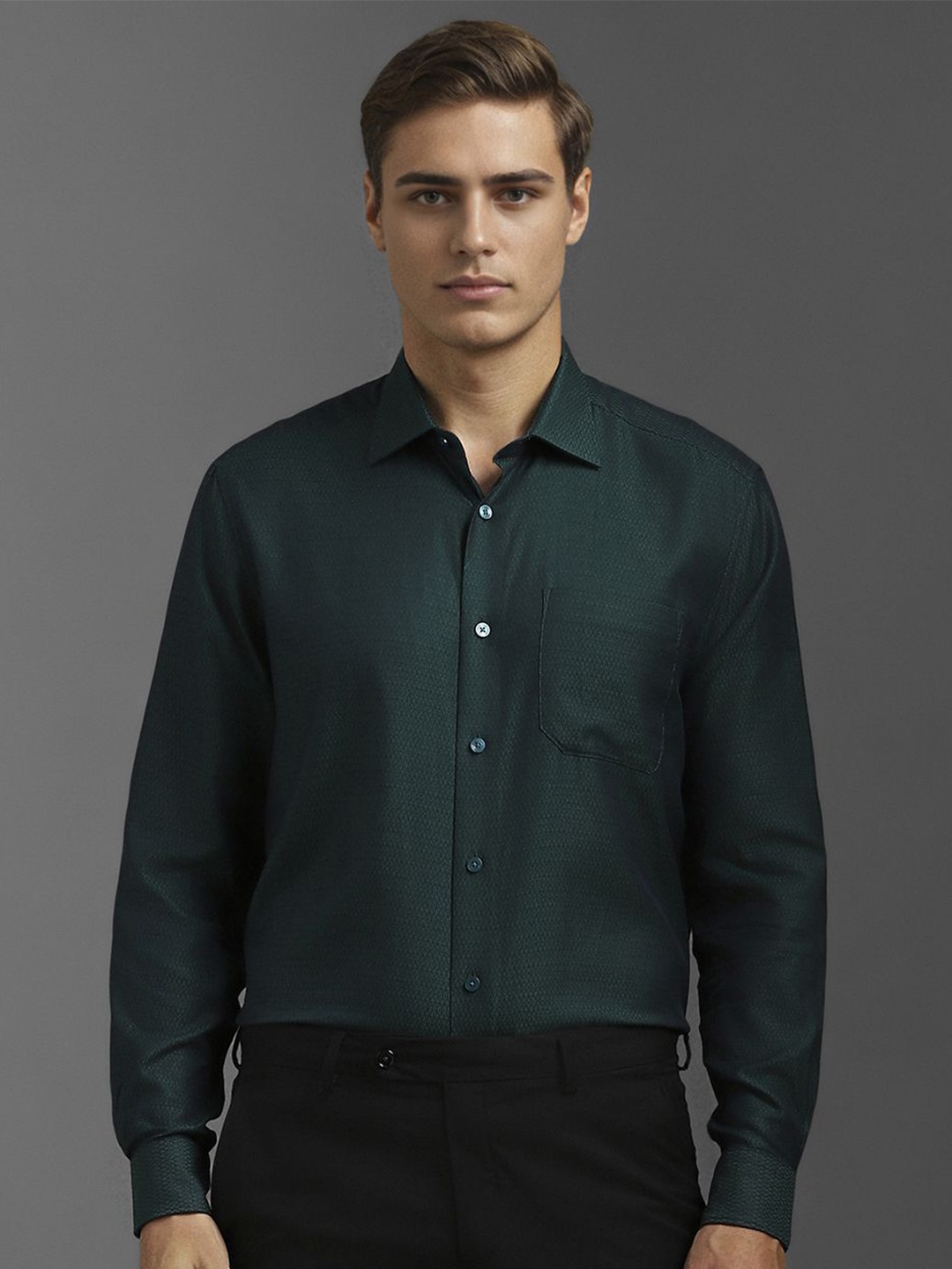 

Louis Philippe Men Classic Opaque Formal Shirt, Green