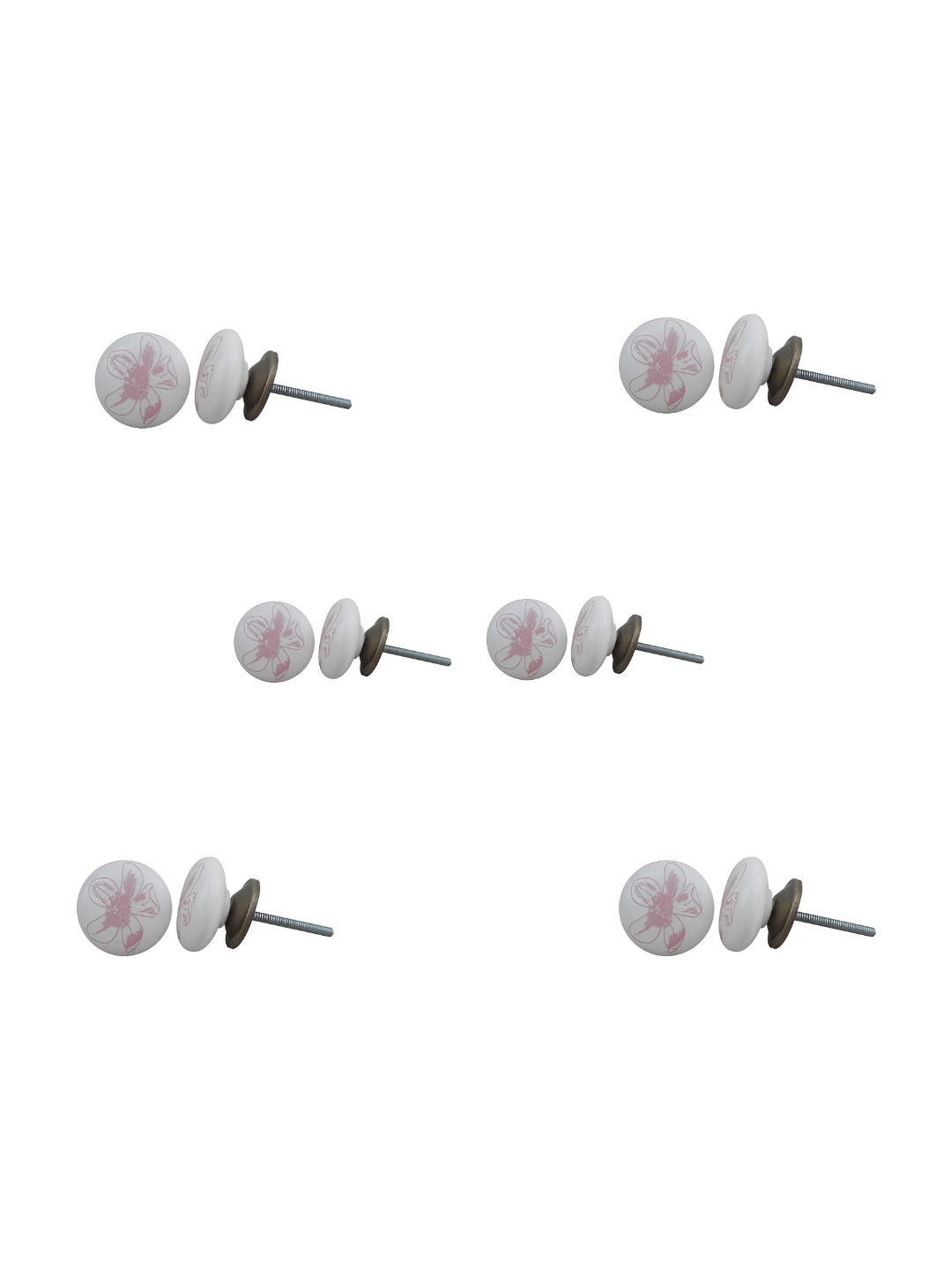 

Indianshelf 6Pcs Pink & White Textured Ceramic Knobs