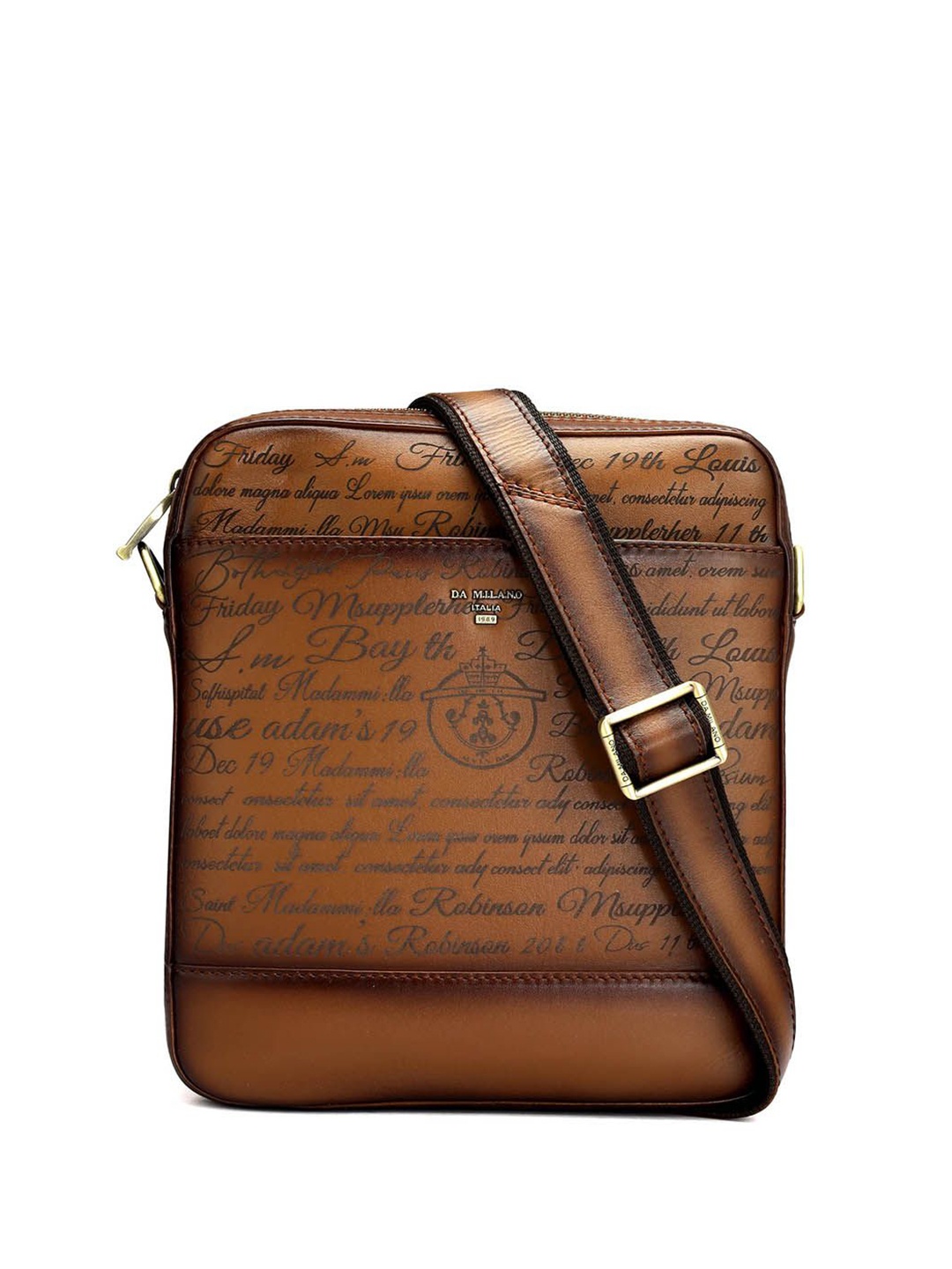 

Da Milano Men Textured Messenger Bag, Brown