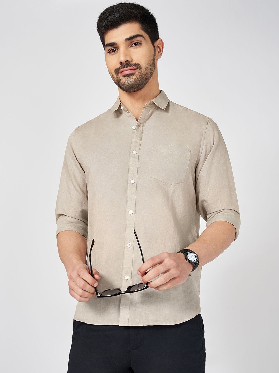 

BYFORD by Pantaloons Men Opaque Casual Shirt, Khaki