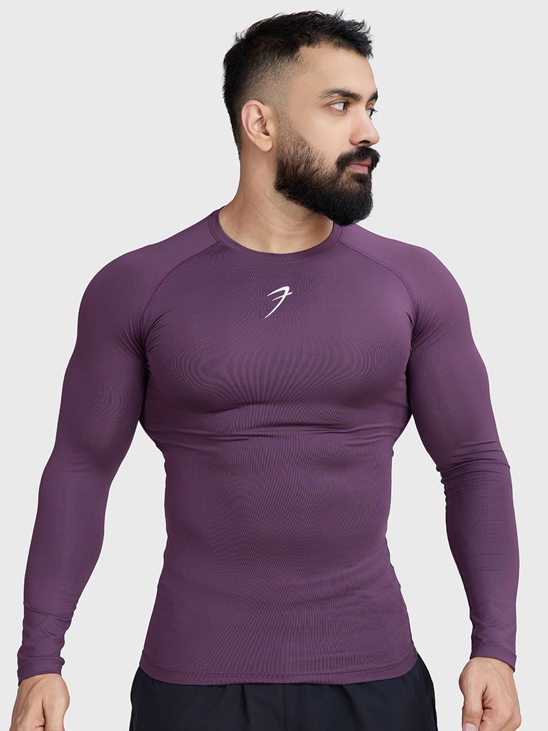 

FUAARK Men Stretchex Applique Compression T-shirt, Purple