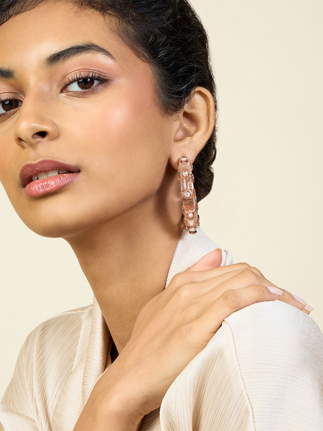 

Isharya Contemporary Hoop Earrings, Rose gold