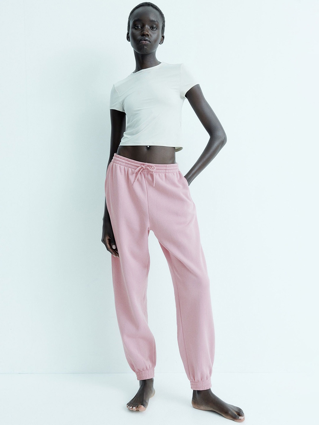 

H&M High-waisted Joggers, Pink