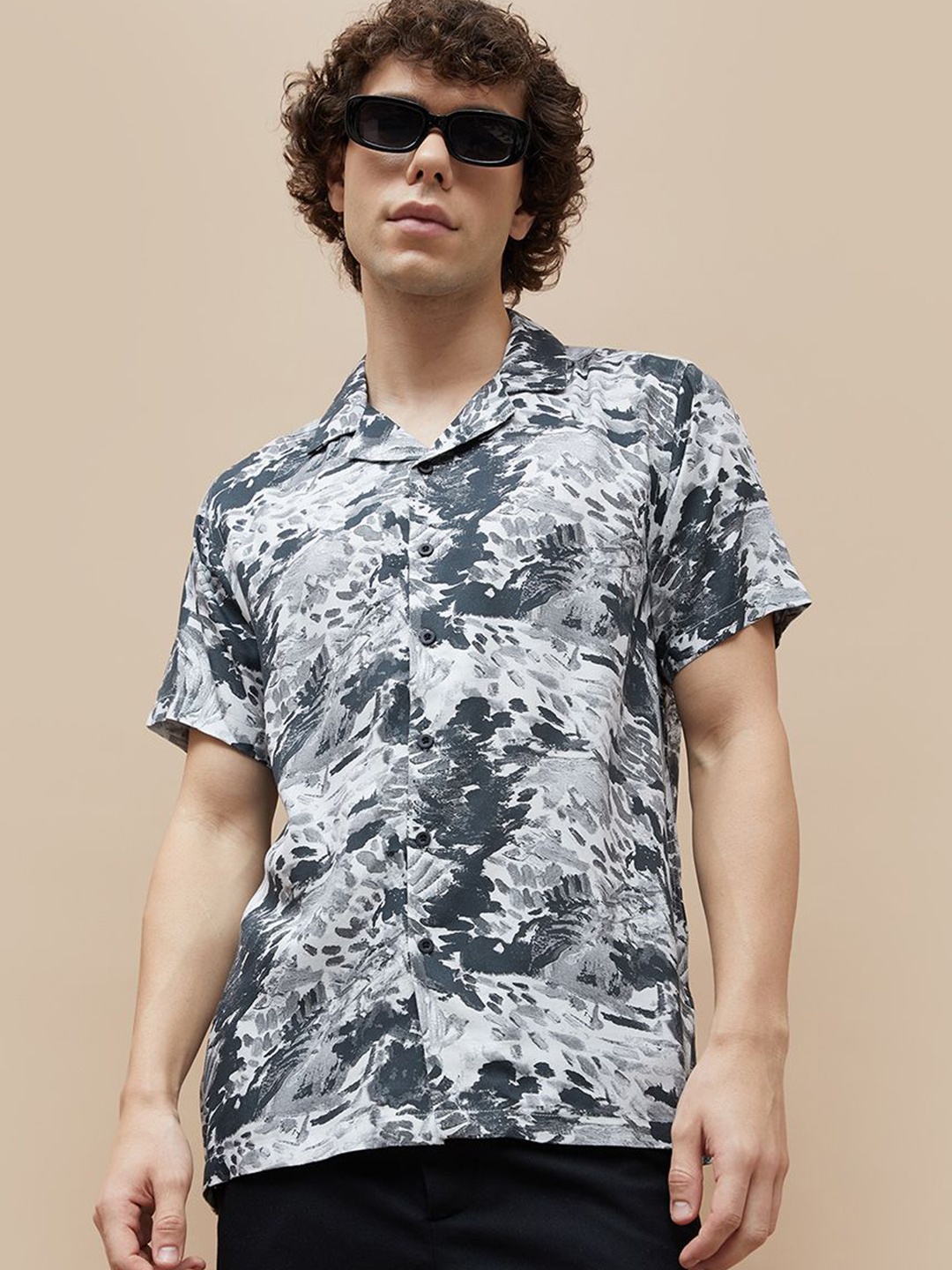 

Forca Men Opaque Printed Casual Shirt, Black
