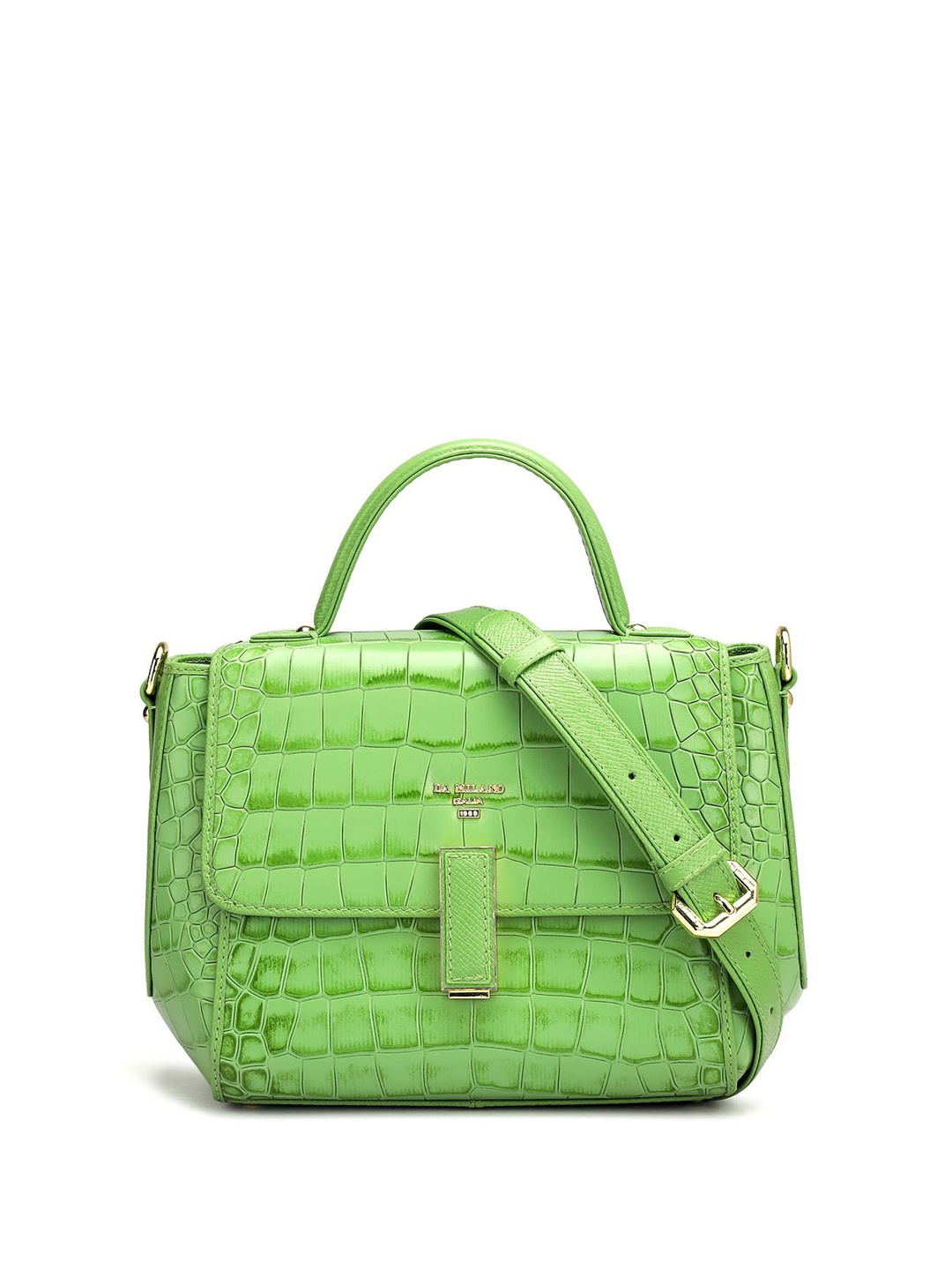 

Da Milano Textured Leather Structured Satchel, Green