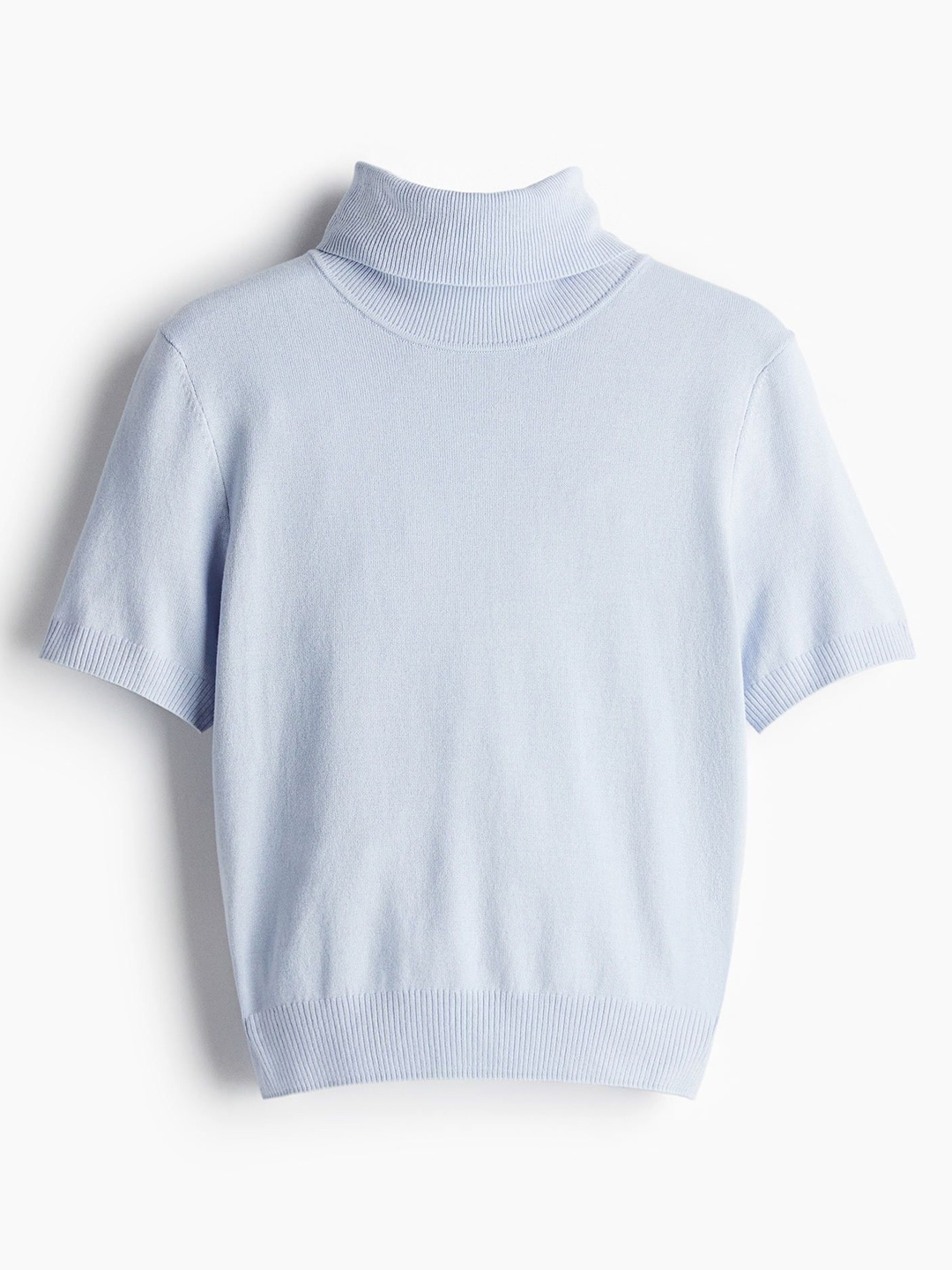 

H&M Fine-Knit Polo-Neck Top, Blue