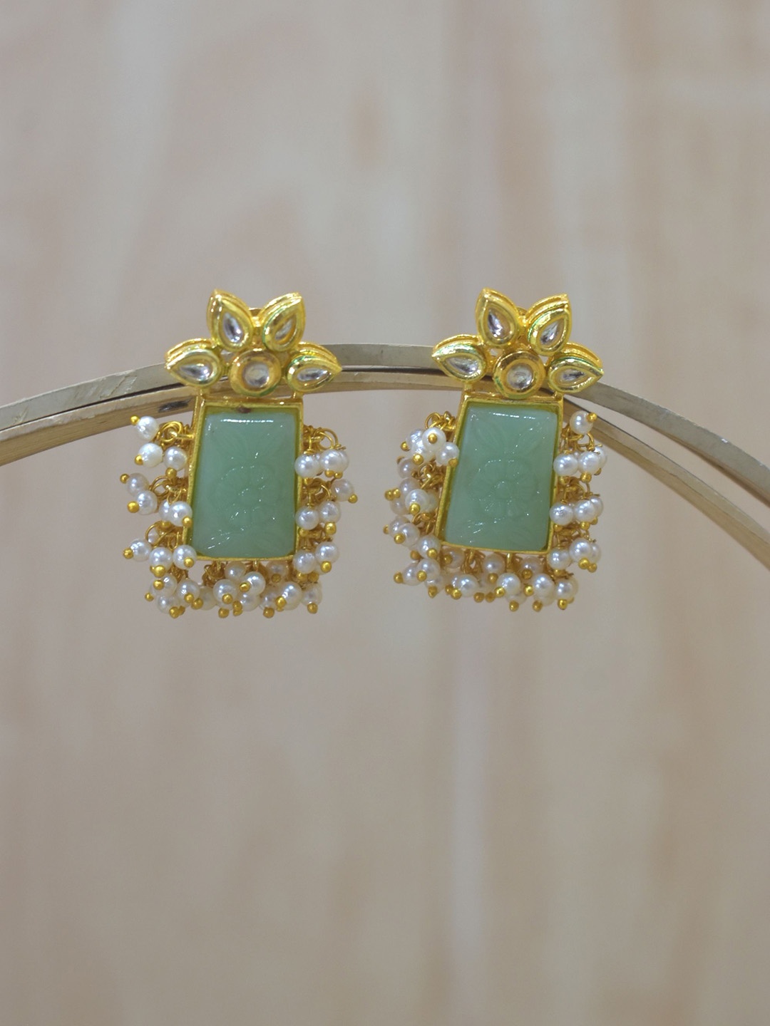 

TISHUL JEWELS Contemporary Drop Earrings, Sea green