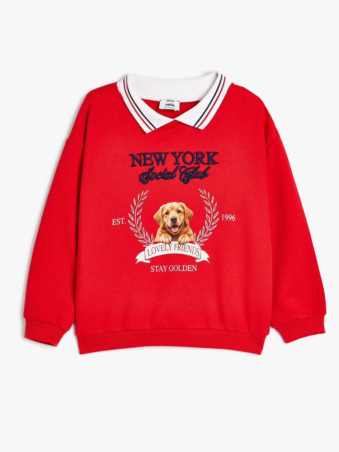 

Koton Girls Printed Shirt Collar Long Sleeves Sweatshirt, Red