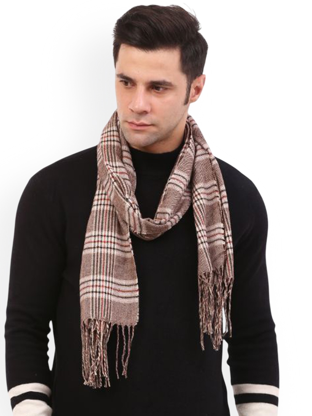 

Cazzano Men Checked Acrylic Mufflers, Brown