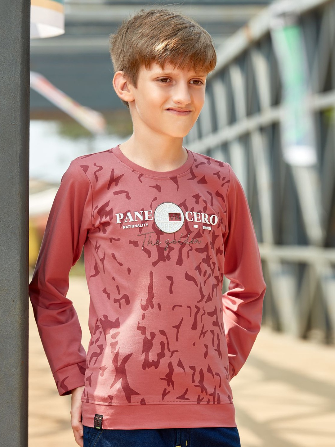 

MashUp Boys Printed Pockets T-shirt, Maroon