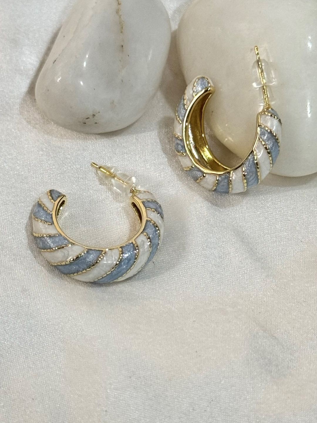 

The Jewellery Tale Contemporary Half Hoop Earrings, White