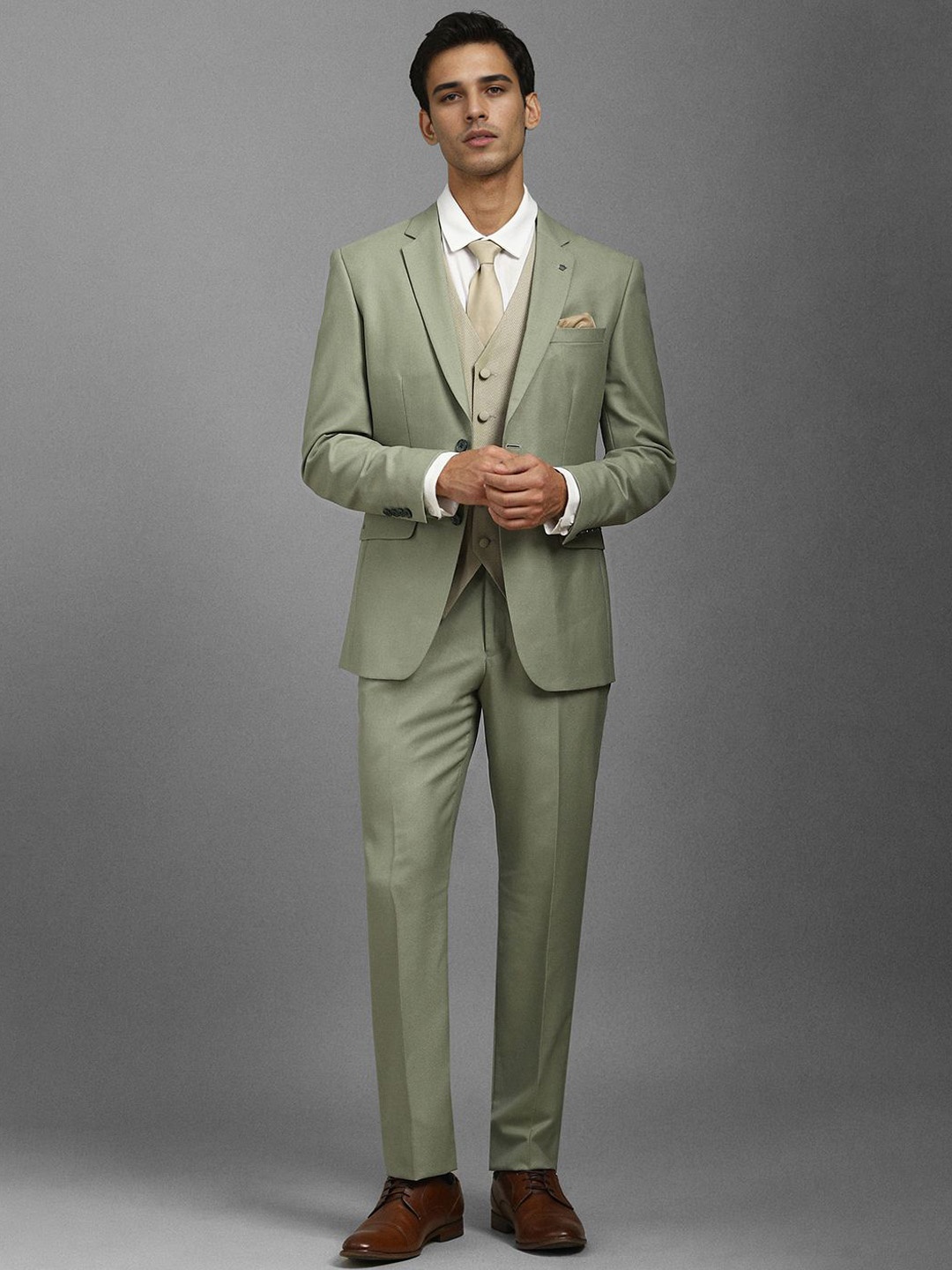 

Louis Philippe Men 3-Piece Single-Breasted Suit, Olive