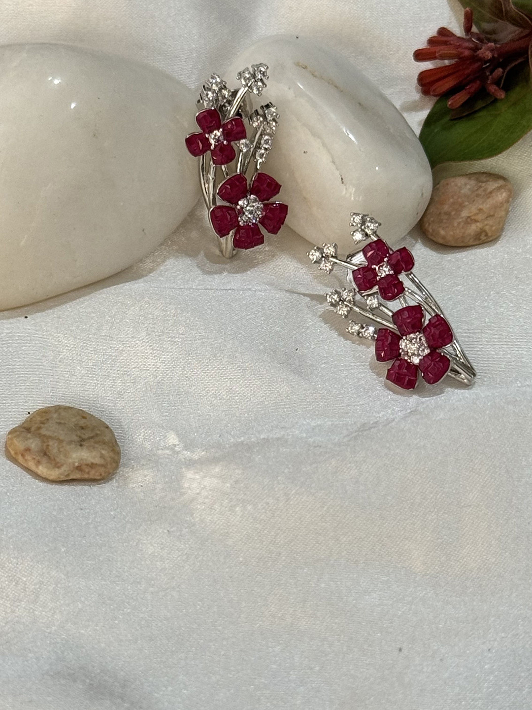 

The Jewellery Tale Contemporary Studs Earrings, Red