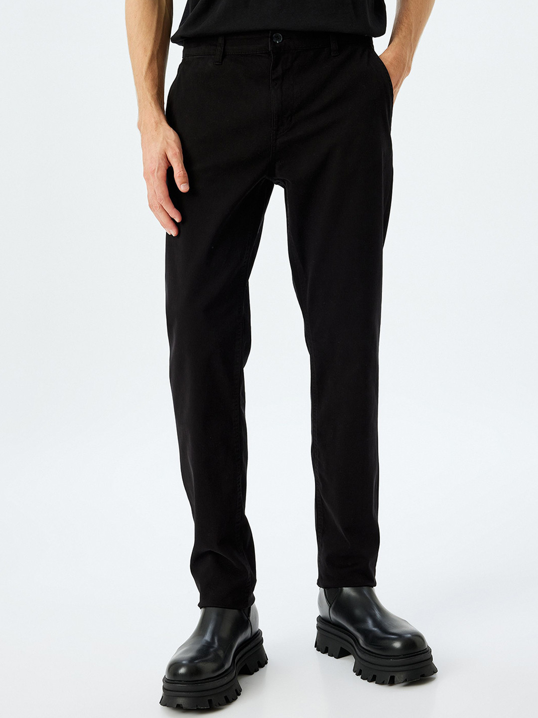 

Koton Men Mid-Rise Slim Fit Trousers, Black