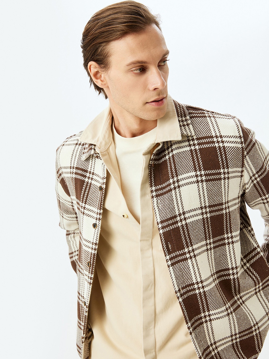 

Koton Men Tartan Checks Opaque Checked Casual Shirt, Brown