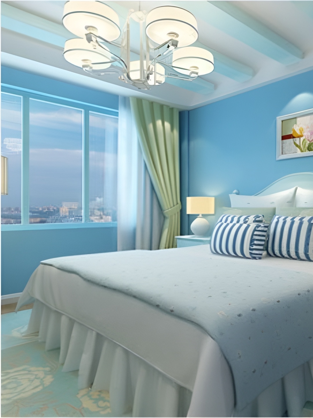 

Asian royal Blue Printed Self Adhesive Wall Sticker