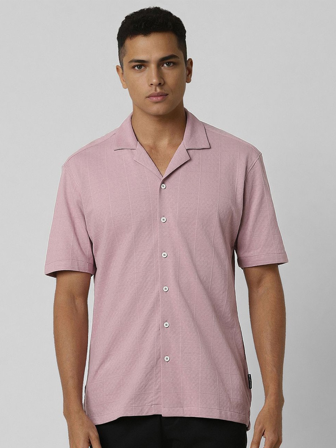 

V Dot Men Slim Fit Opaque Party Shirt, Pink