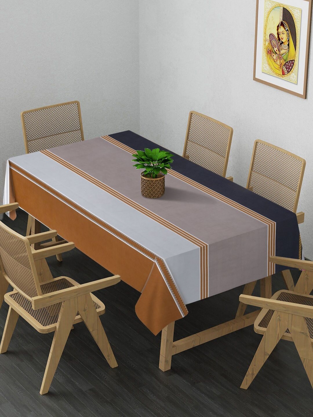 

Arrabi Brown & White Striped 8-Seater Table Cover