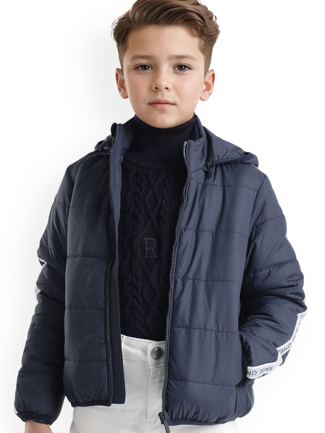 

Rare Ones Boys Solid Zipper Jacket, Navy blue