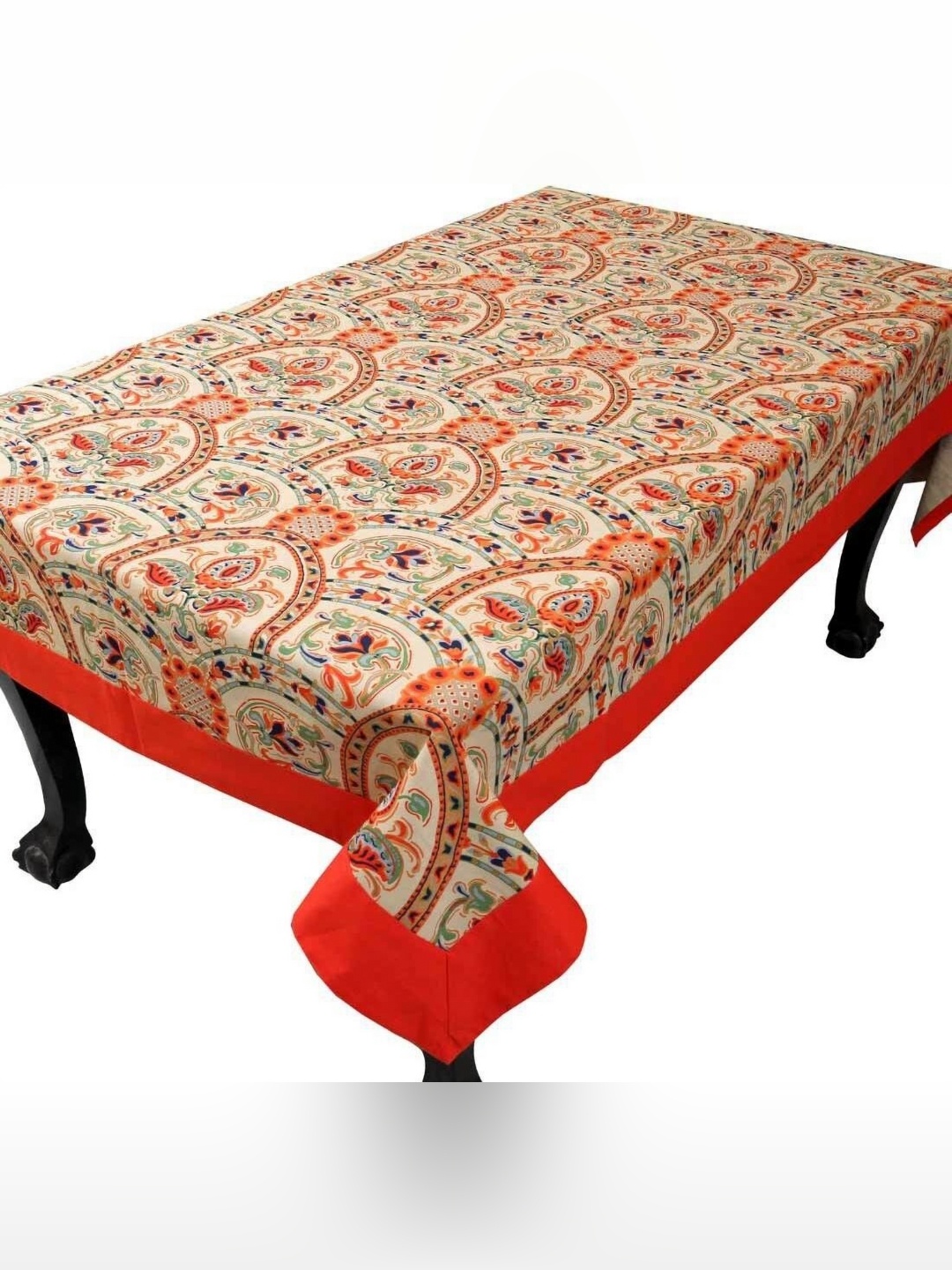 

BILBERRY Furnishing by preeti grover White Ethnic Motifs Cotton 6-Seater Table Cover