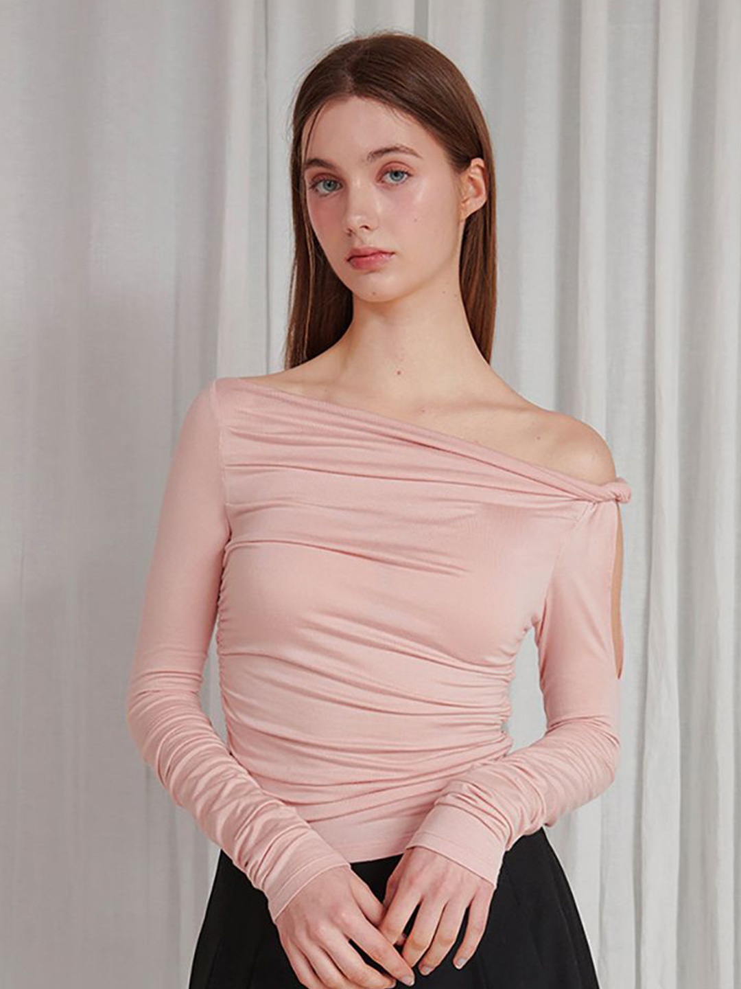 

StyleCast x Revolte Women Off-Shoulder Slit Sleeve Fitted Top, Pink