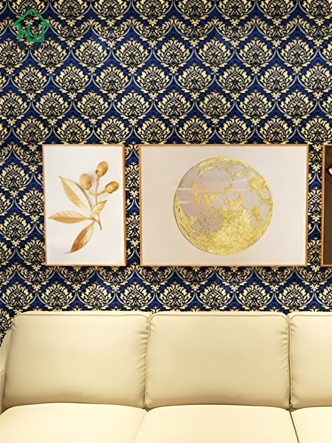 

Asian royal Blue and Beige Printed Waterproof Wallpaper