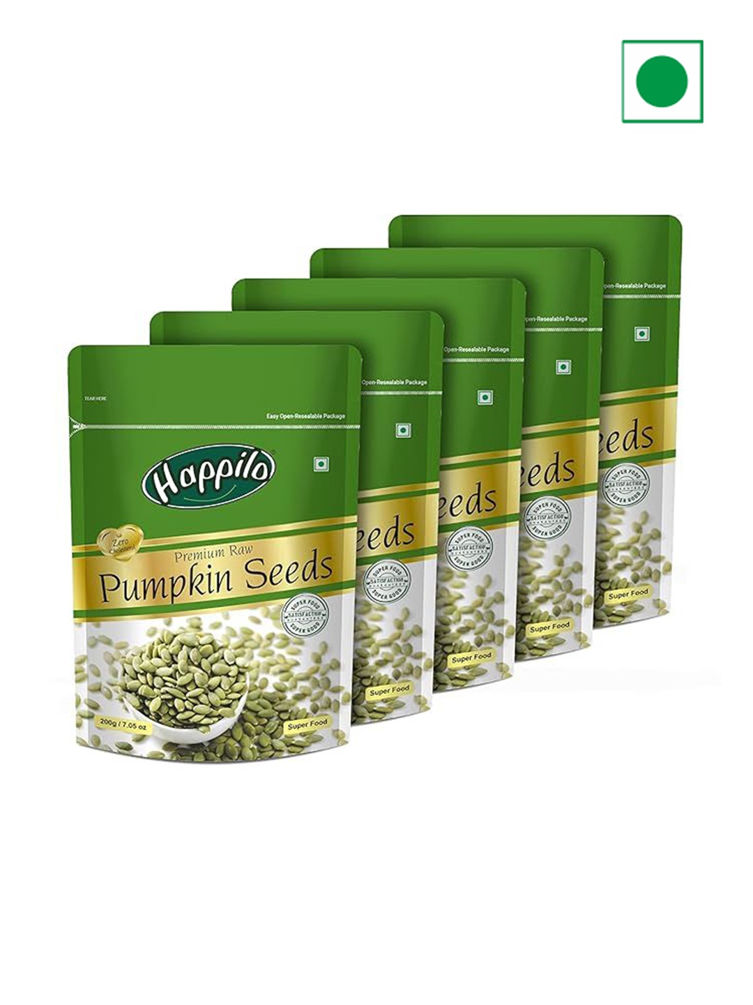 

Happilo Set Of 5 Premium Pumpkin Seeds- 200 g, Green