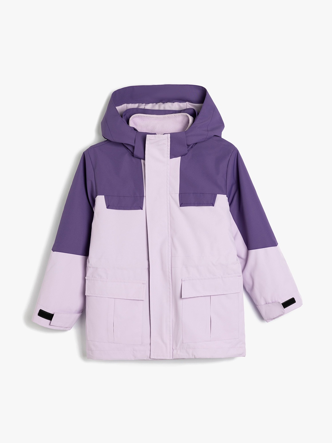 

Koton Girls Color-Blocked Hooded Neck Puffer Jacket, Purple