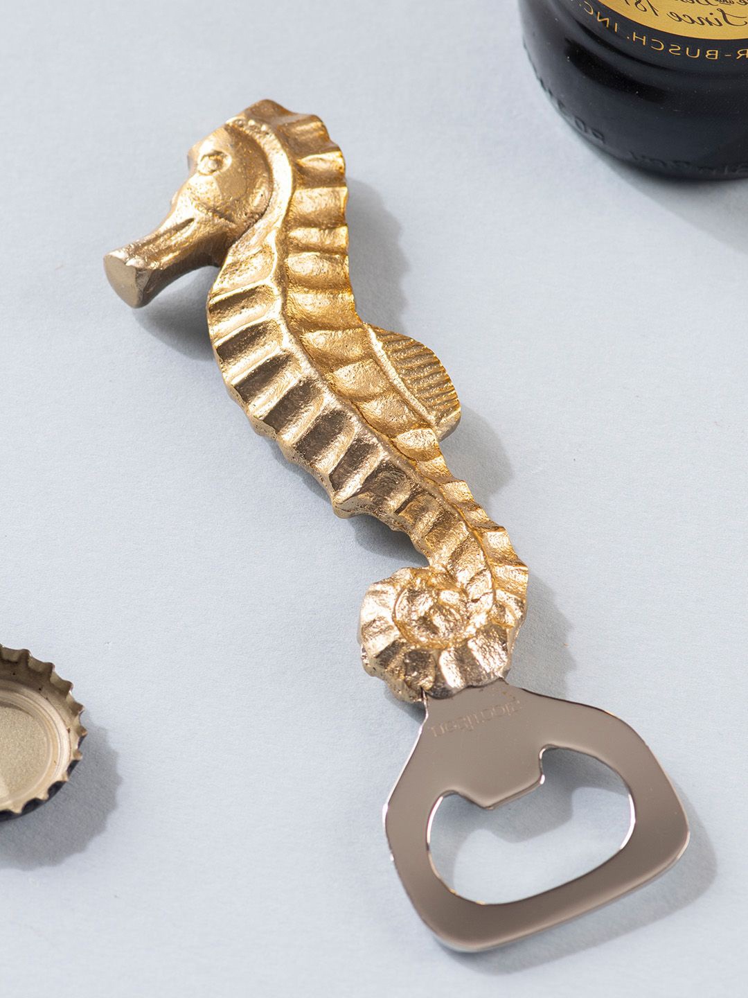 

nestroots Stainless Steel Sea Horse Design Bottle Opener, Gold