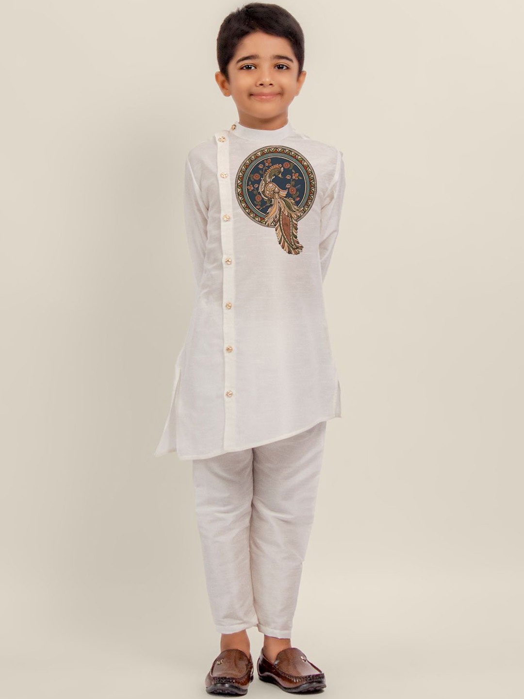 

DEVOILER Boys Ethnic Motifs Printed Kurta, White