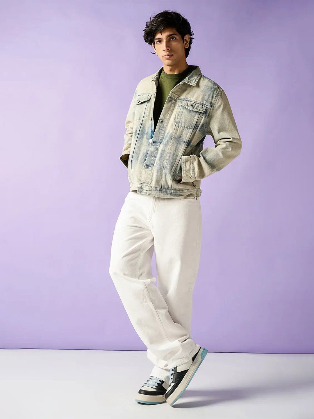 

FREAKINS Men Washed Denim Jacket, Blue